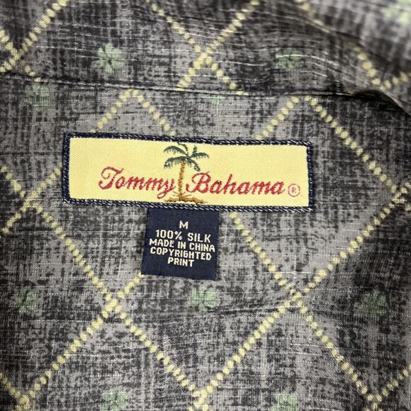 Tommy Bahama Shirt Mens M Gray Silk Geometric Beach Button Up Short Sleeve - Picture 4 of 8